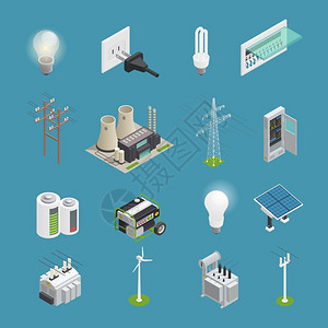 電力網(wǎng)絡(luò)等距流程圖電力生產(chǎn)換配電網(wǎng)等距流程圖信息圖方案與輸電線路背景矢量圖